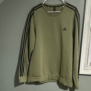 ▫️Adidas Khaki Green Crewneck with Black Stripes